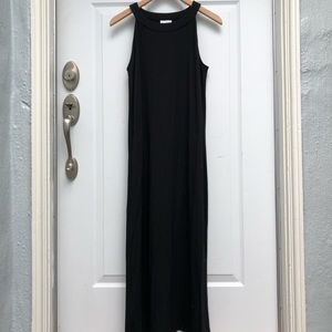 J. Jill Black Slub-Knit Halter Neck Maxi Dress with Pockets - MP